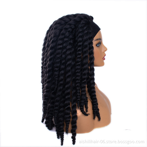 Wholesale twist braiding hair headband wigs black heat resistant synthetic headband wigs for black women